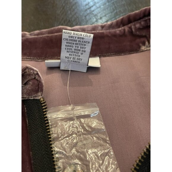 Soft Surroundings Purple Velvet Long Sleeve Zip Up Tunic Blouse Silk Blend Large - Picture 7 of 8